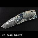 浮紋-UKIMON- Damascus TANTO POINT Blue Wave