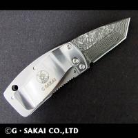 浮紋-UKIMON- Damascus TANTO POINT Blue Wave